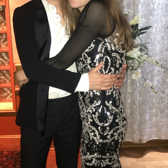 French Connection BEADED SEQUIN MAXI DRESS GOWN - Picture 3 of 8